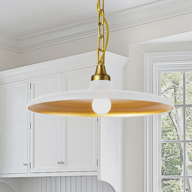 Dillsboro 1 - Light Pendant, 7" H x 18" W x 18" D, Matte White, Aged Brass