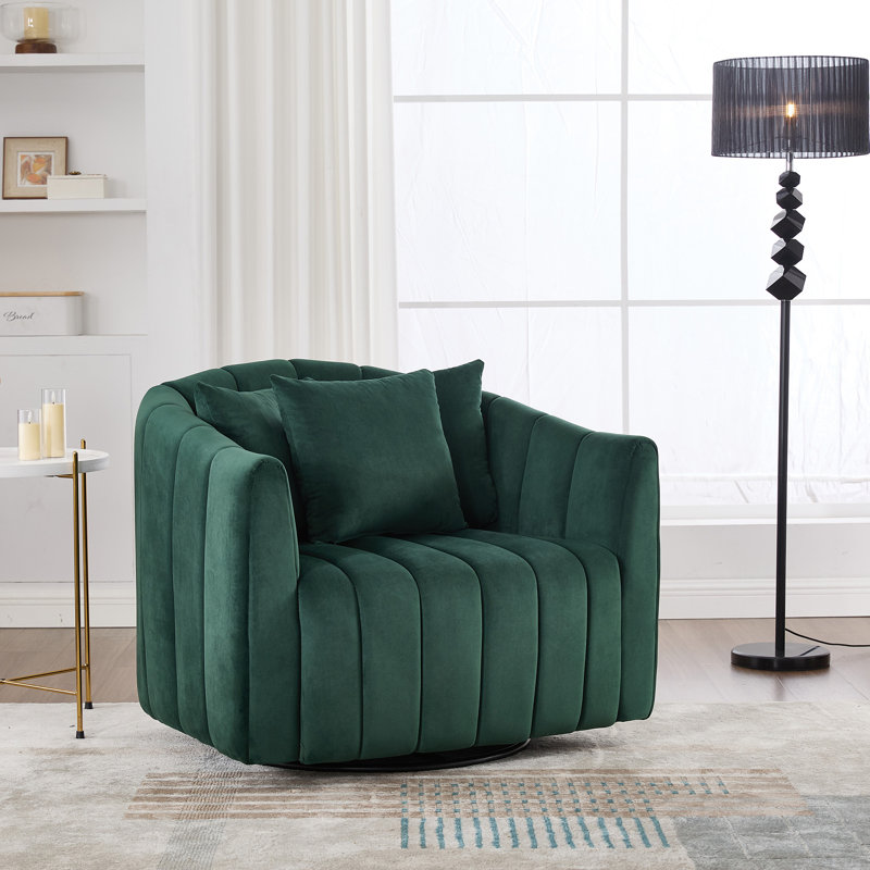 Fauteuil demi-tonneau moderne surdimensionné en velours pivotant