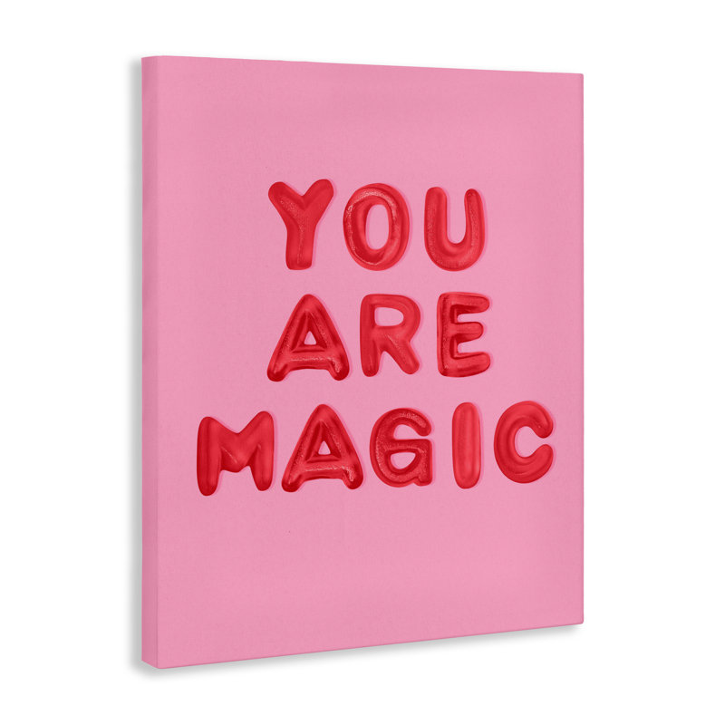 Toile rouge et rose You Are Magic, design par Lish Creative, H 20 po x l 16 po