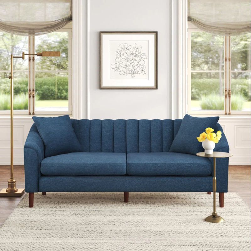 Avett Upholstered 84.5'' Sofa, Navy Blue Fabric