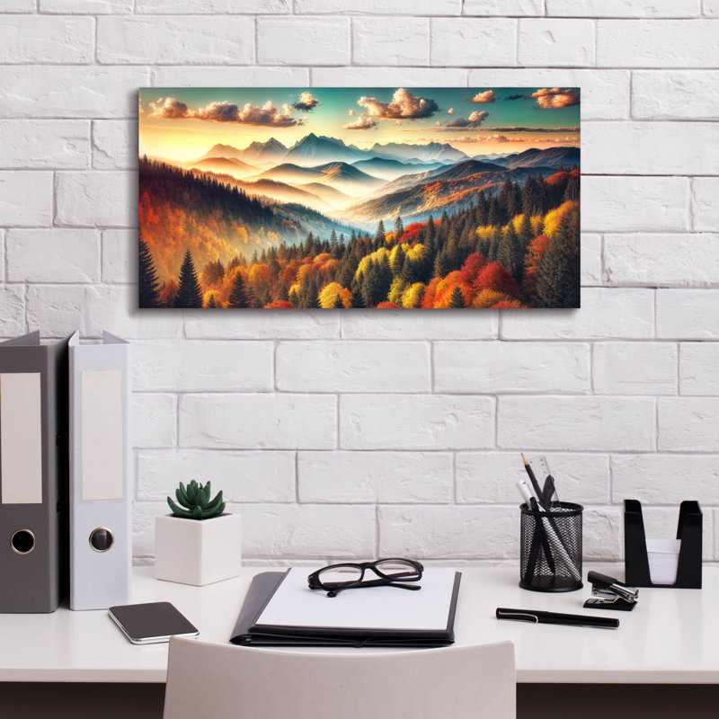 Toile épique Graffiti «Mountains Fall Landscape 1» par Rey Klimt, 24 po x 12 po