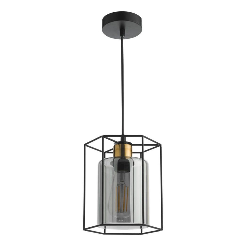 1 - Light Matte Black Caged Pendant