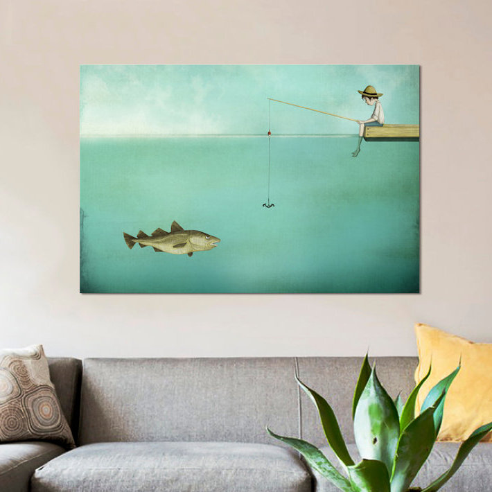 «Fish», impression sur toile, H 12 po x l 18 po x P 1,5 po, Pas de tapis, Toile tendue