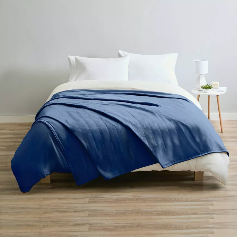 Hand Woven Heated Throw Blanket, Twin, Blue