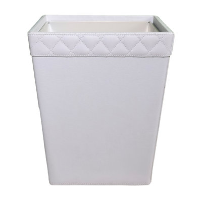 White Tufted Leather Bin