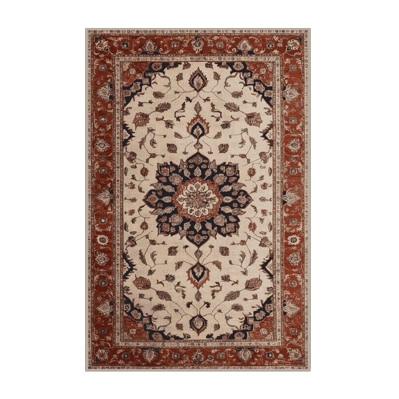 Tapis beige lavable à la machine, Rectangulaire 8 pi x 10 pi