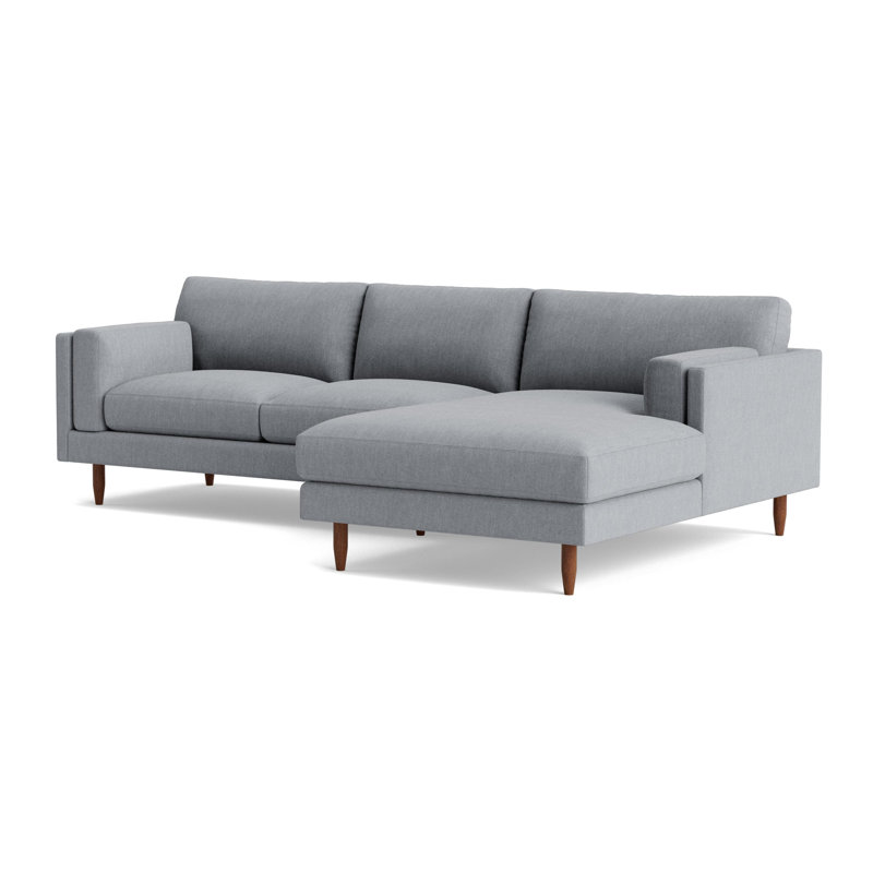 Skinny Fat Chaise Sectional, Performance Weave - Zinc, Right Hand Facing