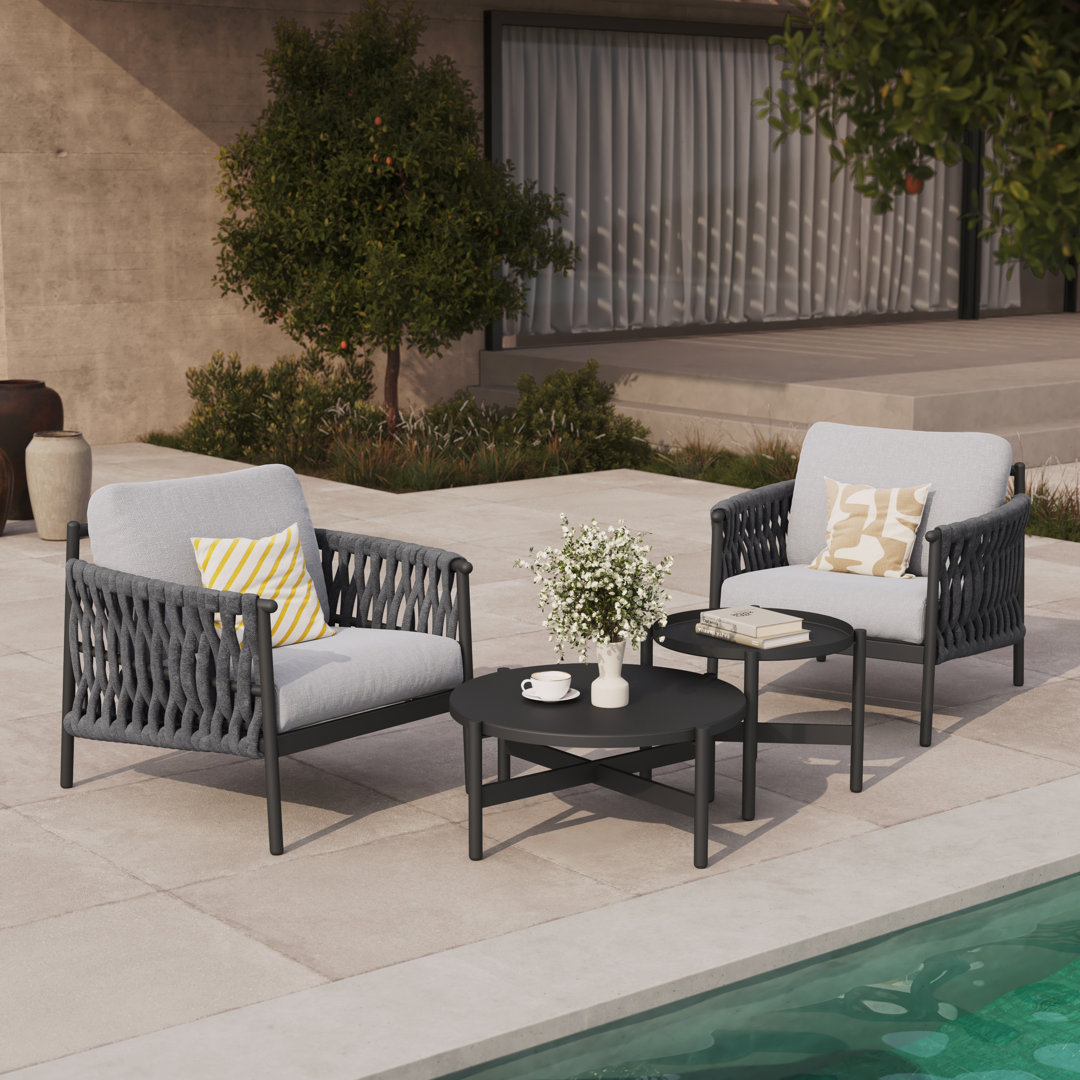 Outdoor Conversation Set With 2 Sofa and 2 Tables