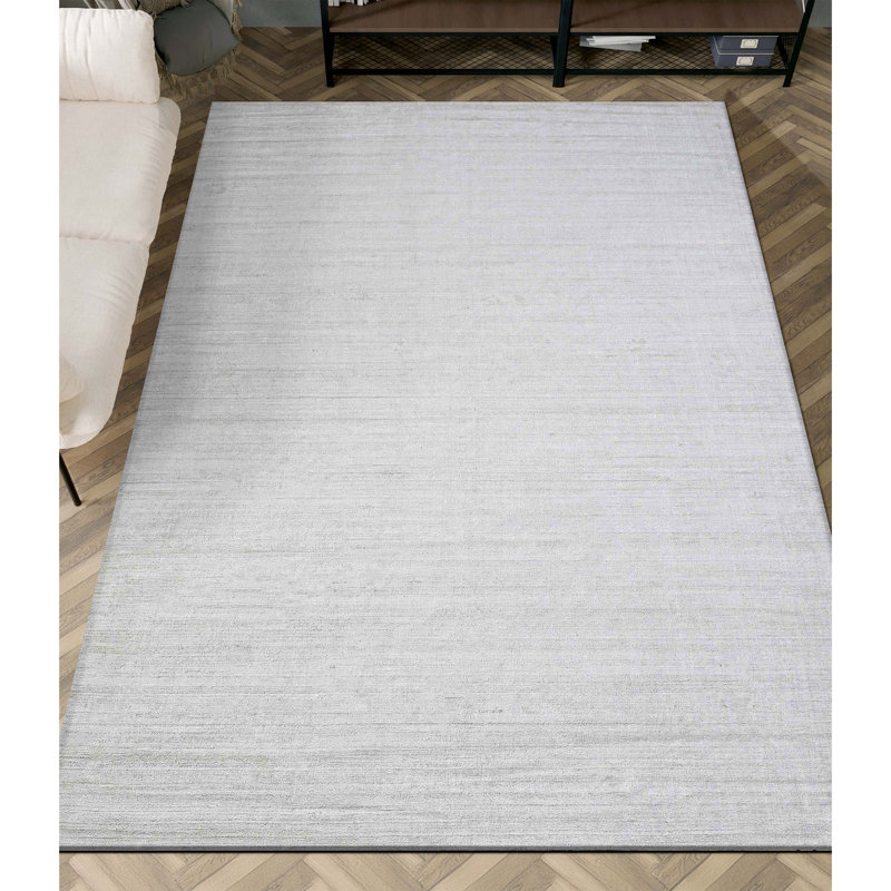 Silk Area Rug in Gray, Rectangle 10' x 14'