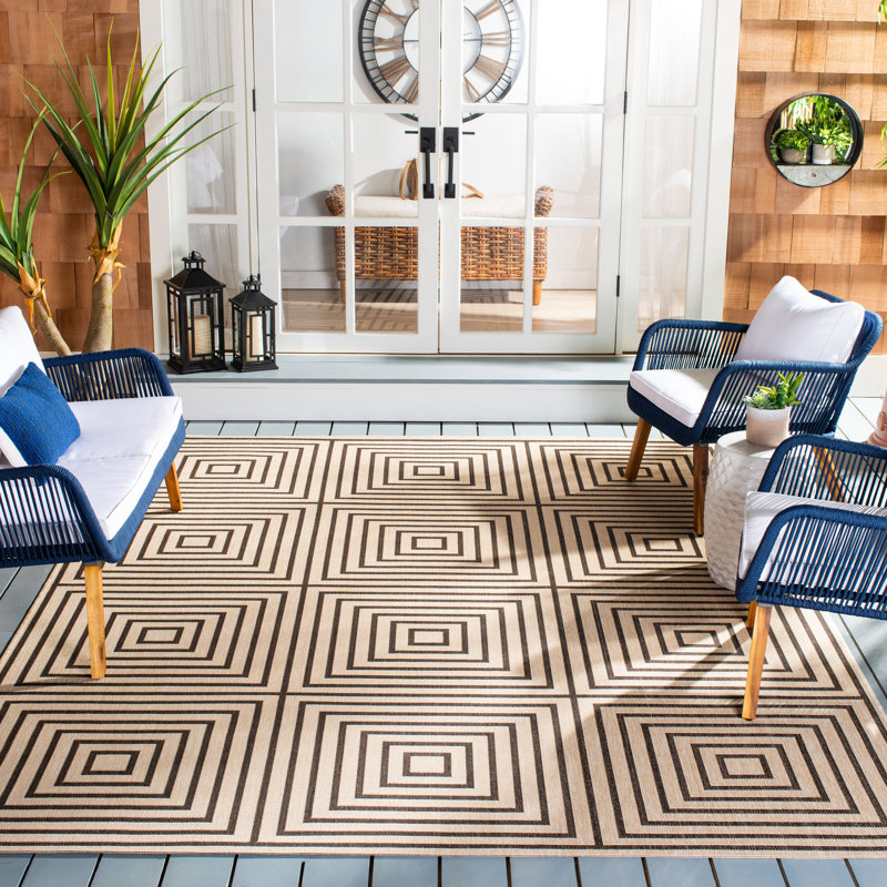 Gaitani Performance Geometric Indoor/Outdoor Area Rug, Round 6'7"