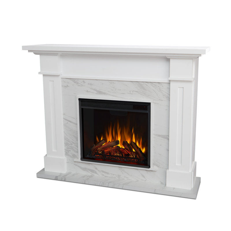 Kipling 54" Electric Fireplace by Real Flame, White Marble