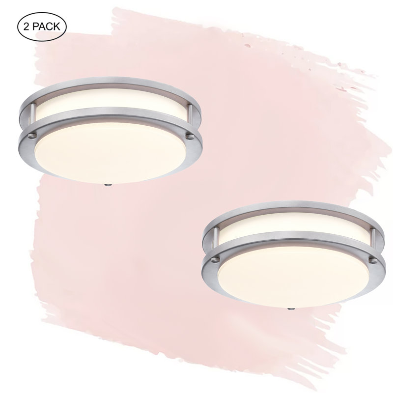 Hanz Selectable LED 2700K, 3000K,3500K, 4000K, 5000K Flush Mount Ceiling Light, Brushed Nickel, 3.3" H x 13" W x 13" D
