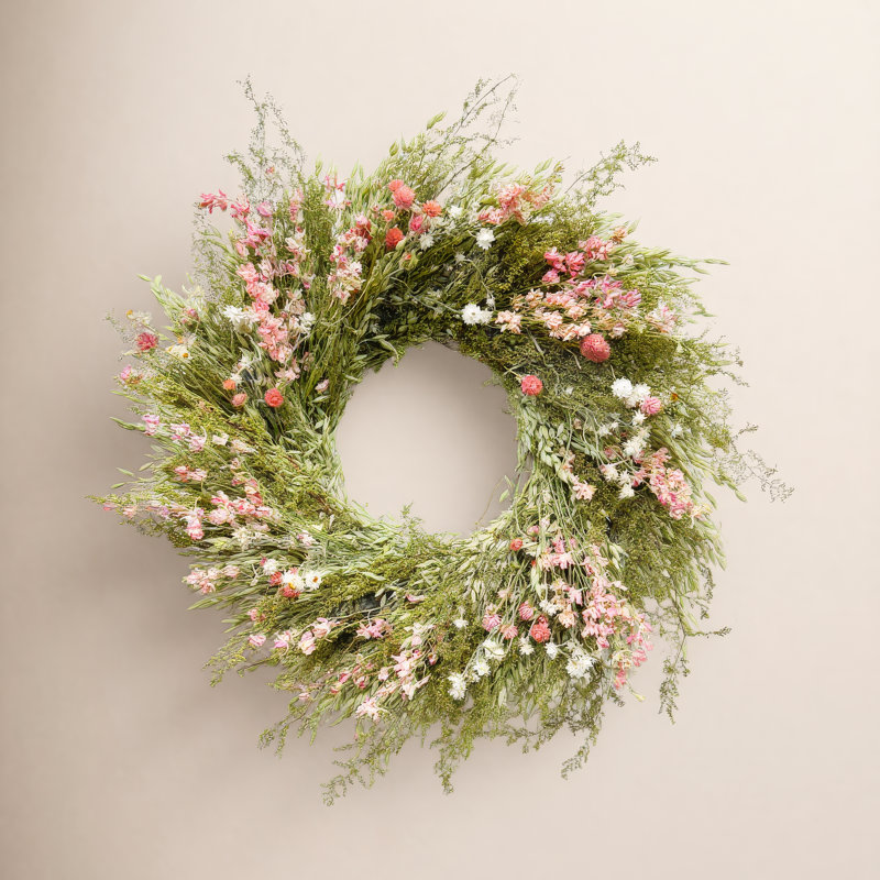 Handcrafted Larkspur Wreath, 30" W x 30" H x 6" D