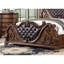 Grand lit de luxe grand, style traditionnel, cerisier brun, bois massif et marbre