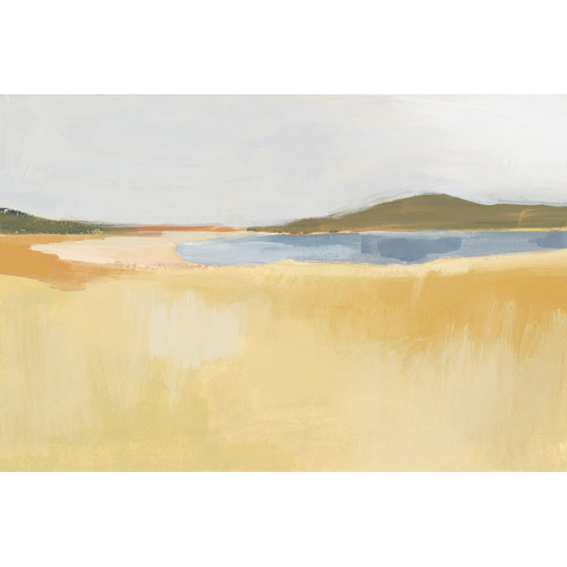 Ochre Seaside I by Victoria Barnes - Painting on Canvas, Wrapped Canvas, 30cm H x 46cm W