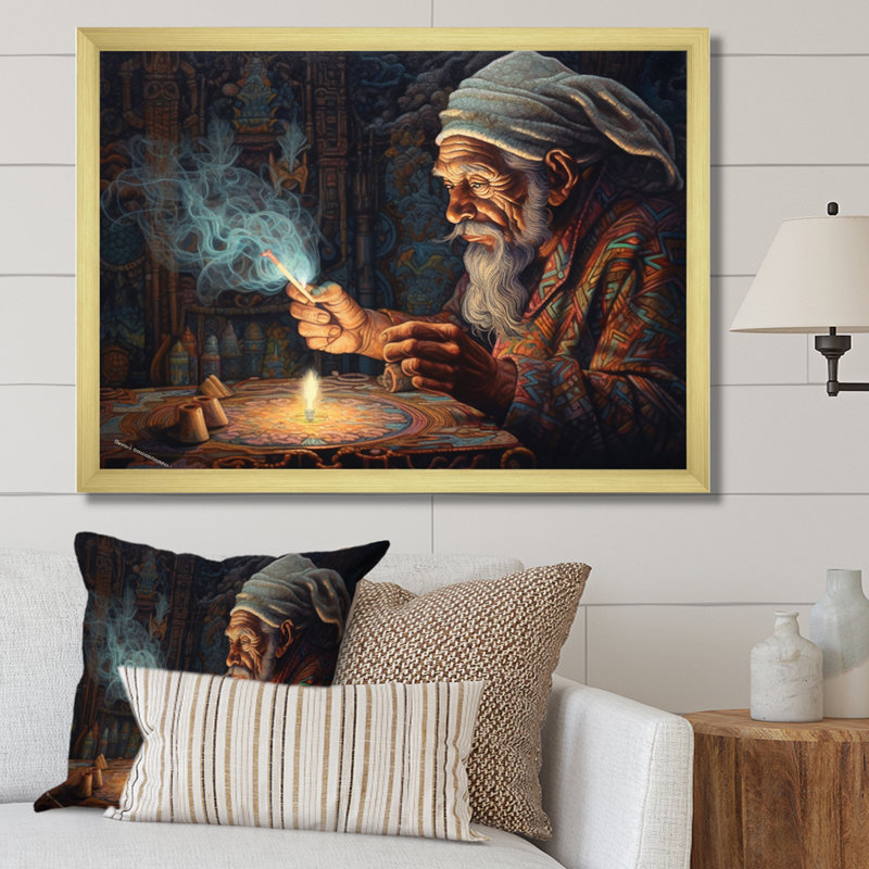 La sagesse du chaman sur toile, H 34 po x l 44 po x P 1,5 po, Cadre doré à une seule photo