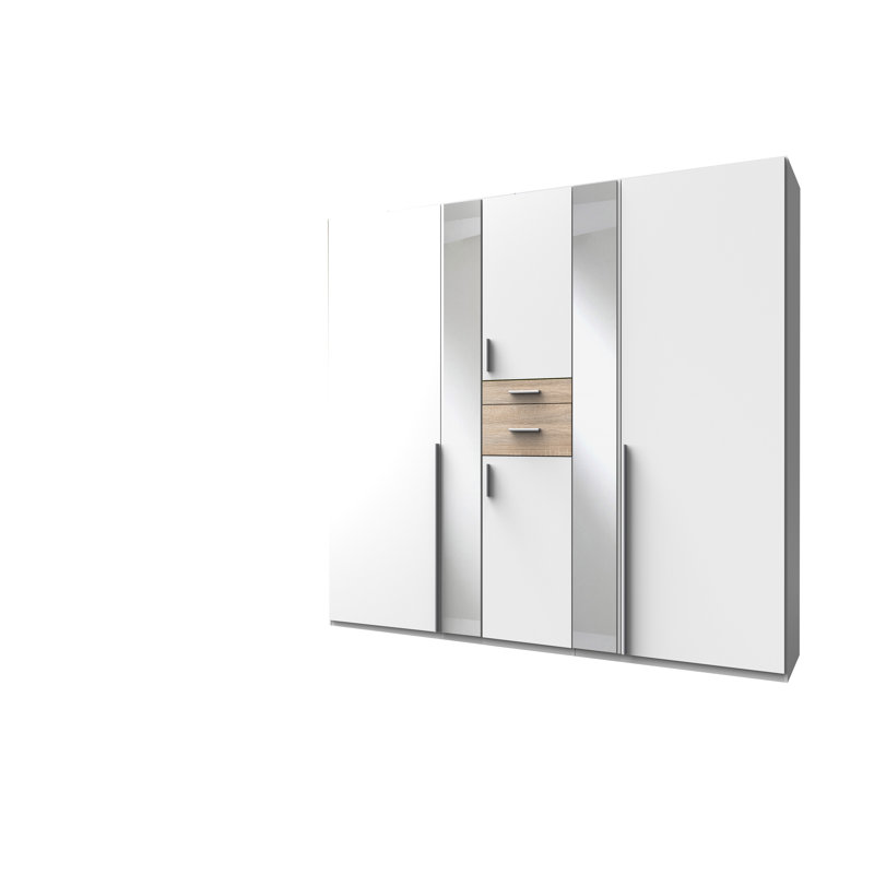 Aleph 5 Door Manufactured Wood Wardrobe, White/Brown
