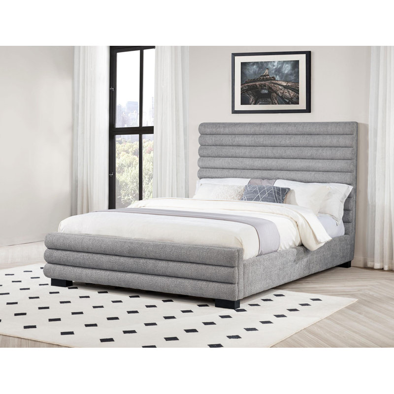 Lit tapissier gris 58 po Boucle, Grand