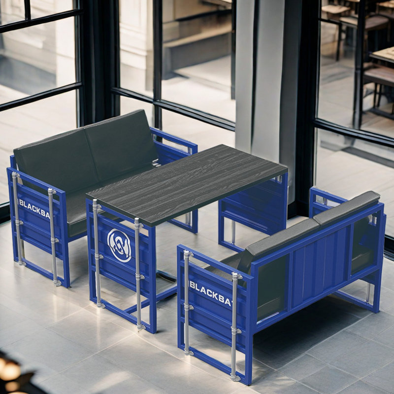 Ensemble de salle à manger rectangulaire L 47,3 po x l 23,7 po Kalan, Bleu et noir, Bleu