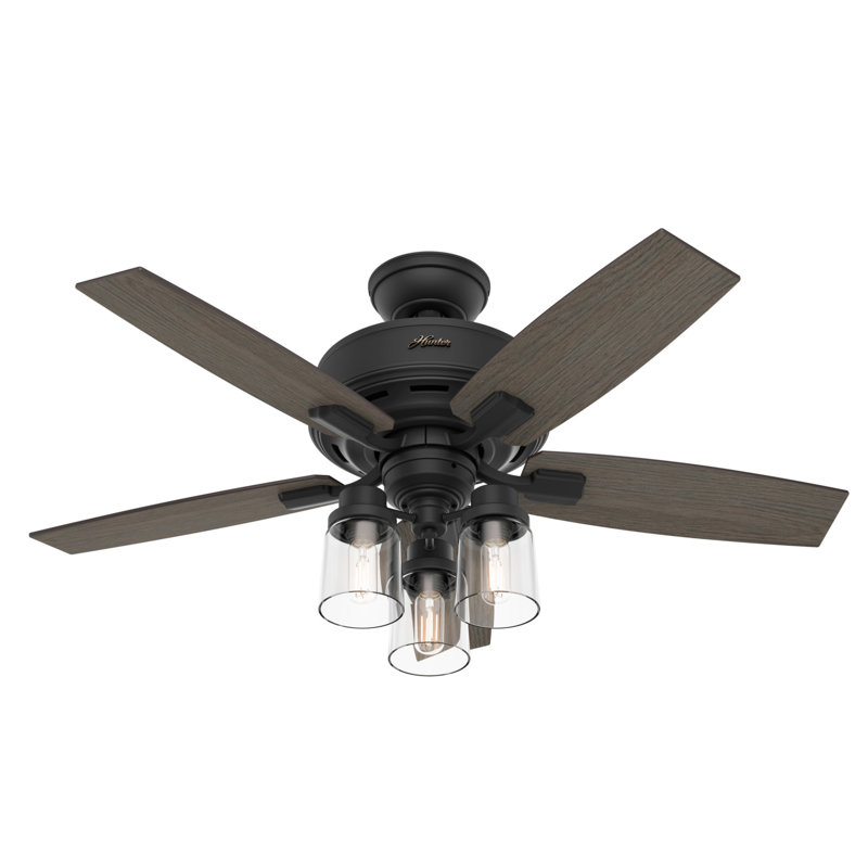Bennett 44" Matte Black Low Profile Ceiling Fan with LED Light & Remote