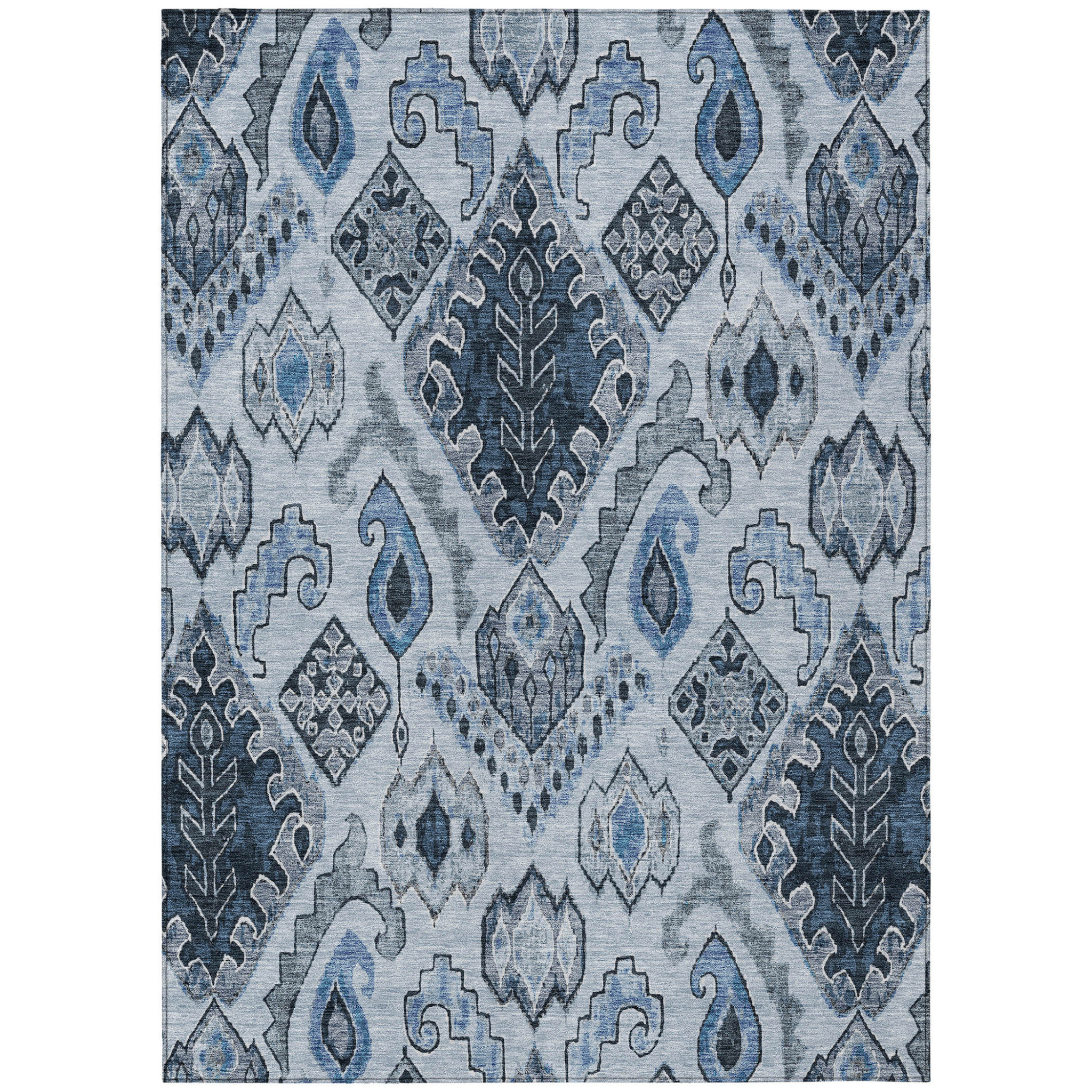 HomeRoots 3' X 5' Denim Blue And Sky Blue Moroccan Washable Indoor ...