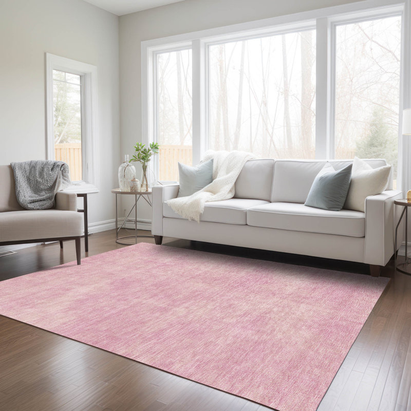 Addison Pink Rectangular Washable Synthetic Area Rug 46" x 30"
