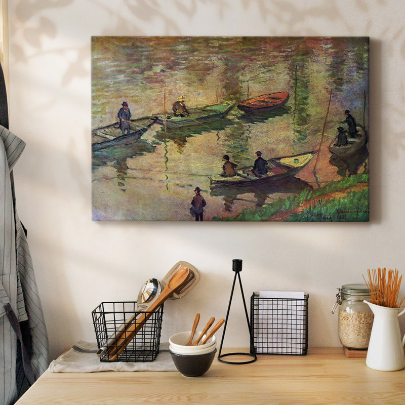 Pêcheurs sur la seine à Poissy par Claude_Monet-Gallery, toile tendue, H 12 po x l 18 po