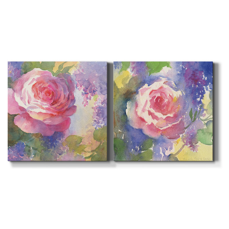 «Margot's Rose I», ensemble de 2 reproductions d'art sur toile tendue, H 40 po x l 80 po x P 1 po