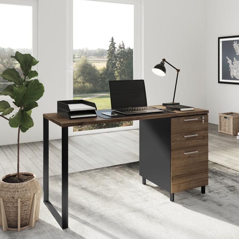 Bureau réversible Faith-Sharona, Brun / noir