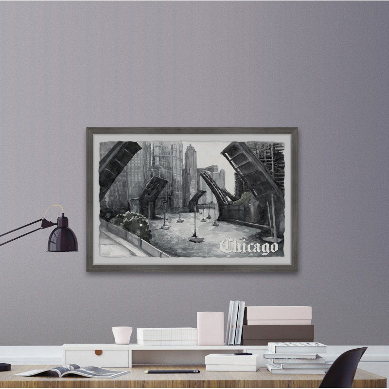 The River Bridges of Chicago - Cadre photo, reproduction, impression sur papier, H 24 po x l 36 po x 1,5 po