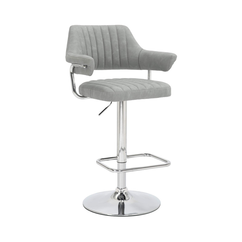 Comesana Swivel Upholstered Adjustable Height Counter Stool, Light Grey