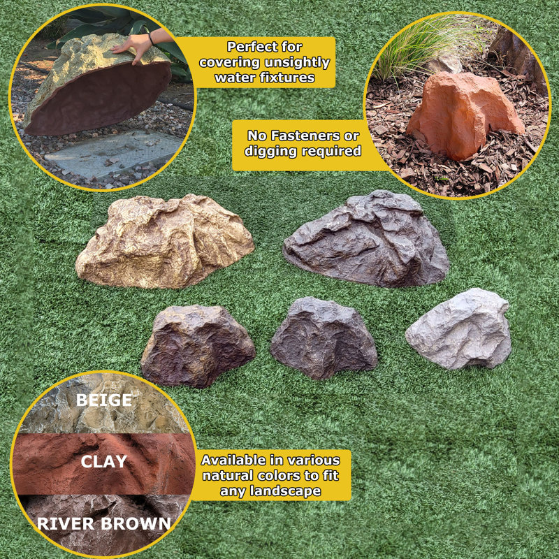 River Brown Fiberglass Artificial Boulder Rock Cover, 16"