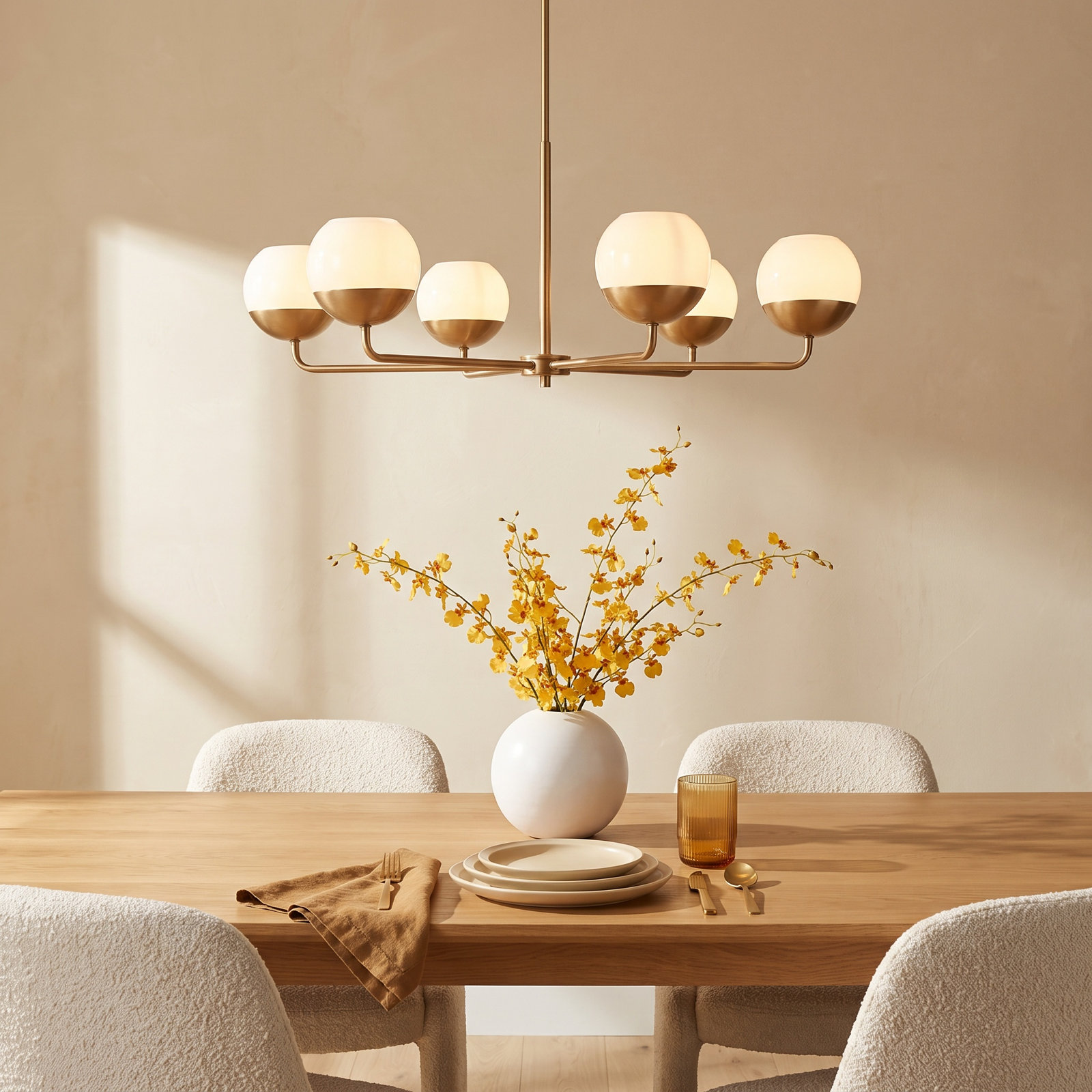 Avoca 6-Light Chandelier, Satin Brass