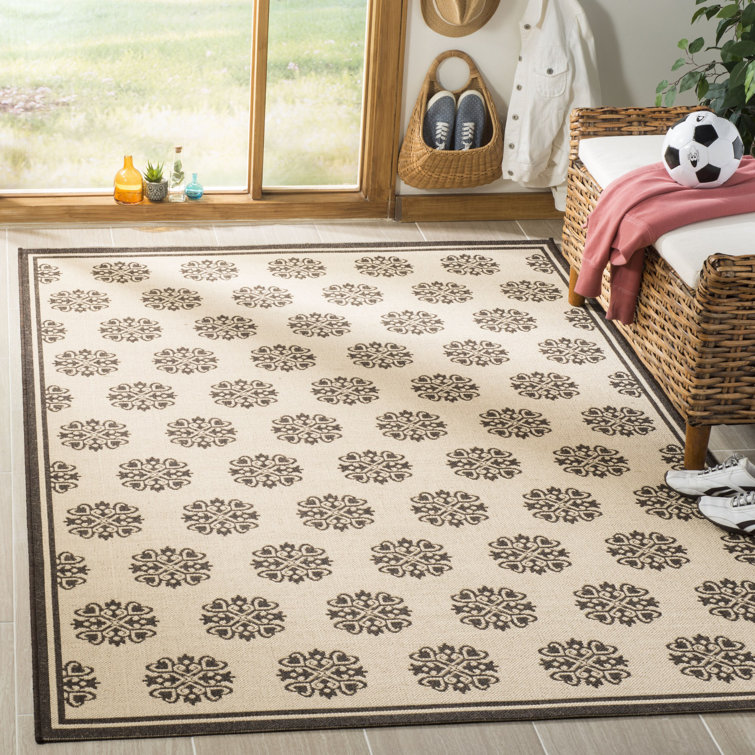 Burnell Ikat Cream/Brown Area Rug