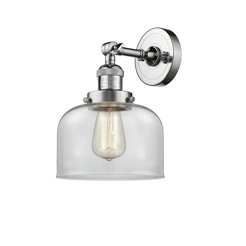 Applique murale 1 lumière 8 po Bell, Ampoule à DEL rétro de 6 watts, Chrome poli, Clair