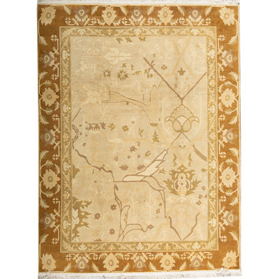 Tibetan Wool Oriental Area Rug in Beige