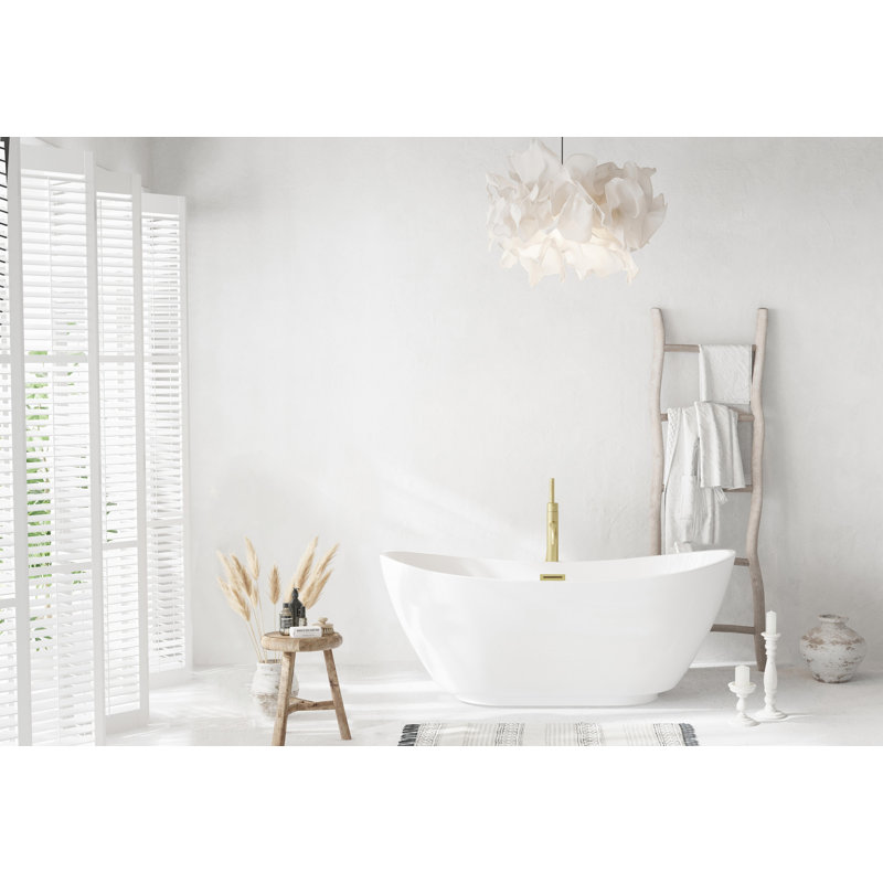 Labrusca 62'' x 28.3'' Soaking Fiberglass Bathtub, Brushed Gold