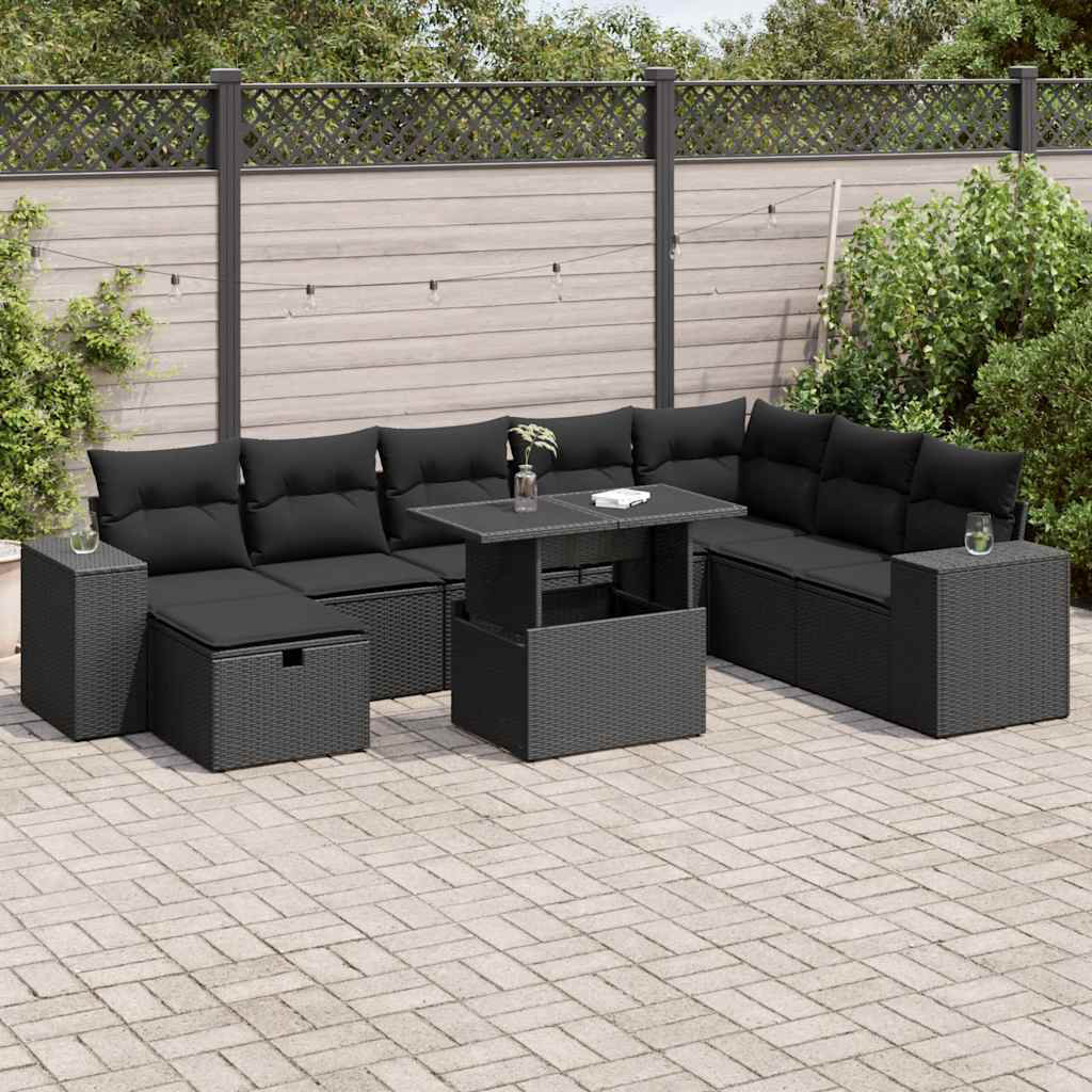 Vidaxl 9-Tlg. Garten-Sofagarnitur Mit Kissen Beige Poly Rattan