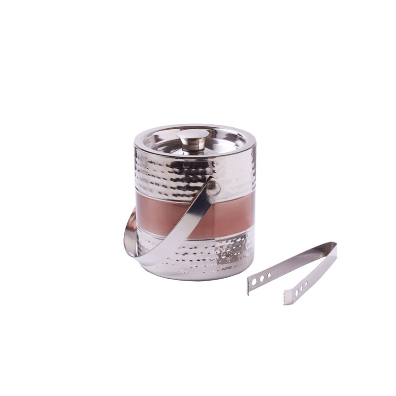 Seau à glace Hein, H 6,29 po x l 5,9 po x P 5,9 po, Cuivre et argent