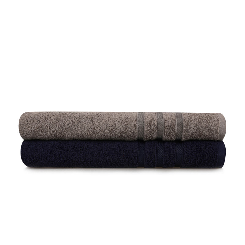 Débarbouillette 100% coton, Gris / Bleu foncé, Bath Towels - 2 pack