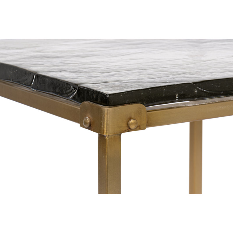 Christian Aged Brass and Glass Square Side Table