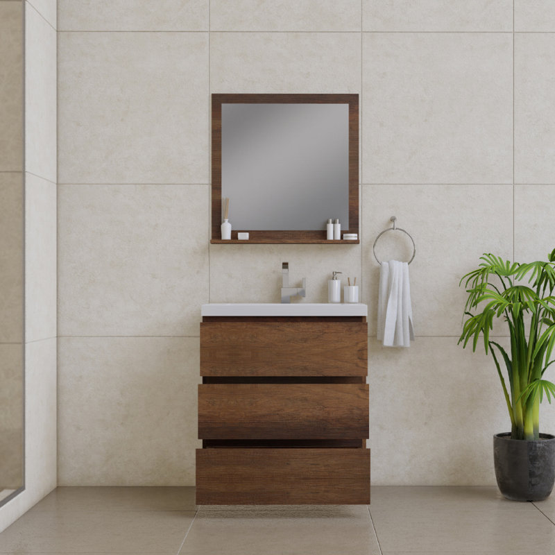 Ensemble de meuble-lavabo simple 30 po Arjina, Palissandre