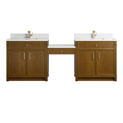 Bellshire 96" W Dual Vanity Set with 24" Make-Up Counter