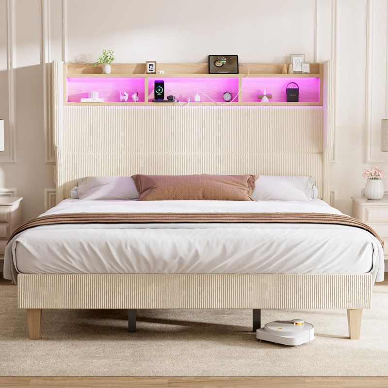 Bed, Beige, Double (4'6)