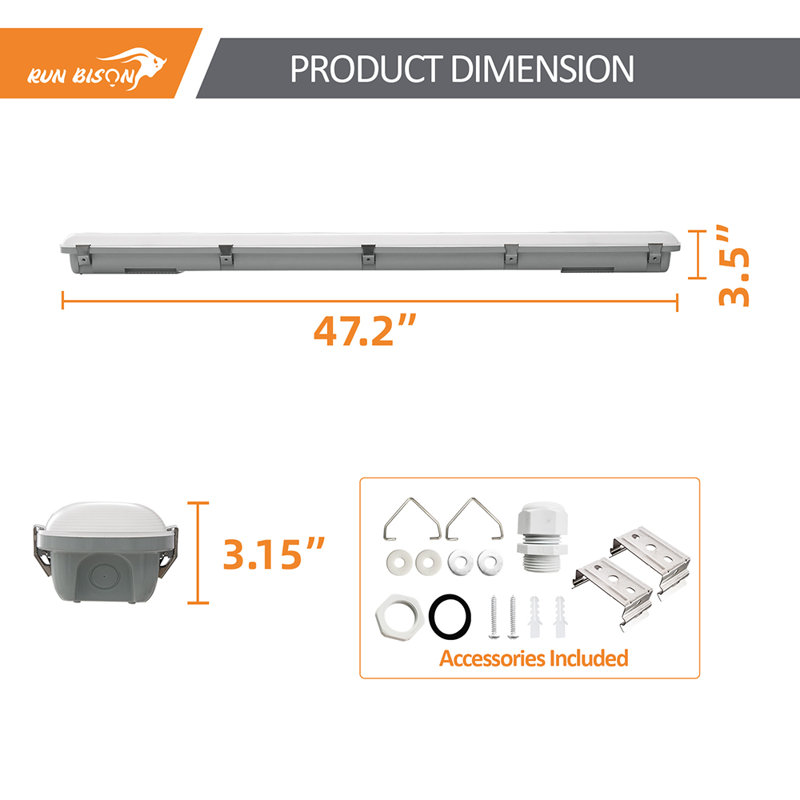 4 ft. White Integrated LED Dimmable LED Vapor Tight fixture, CCT/Wattage/Lumen Selectable