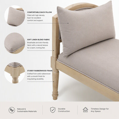 Banc rembourré avec pieds tournés