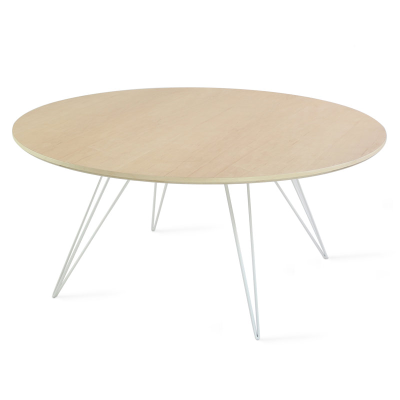 Williams Single Coffee Table, White, 18" H x 40" L x 40" W, Maple