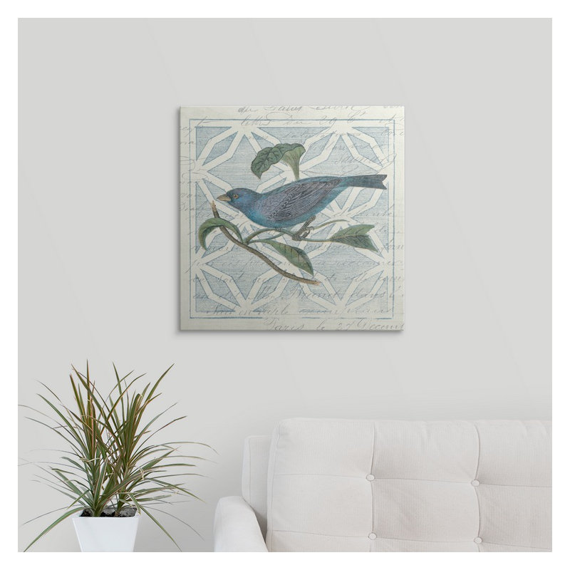 « nogravureing tile ii blue oiseau », impression, Toile, H 35 po x l 35 po x P 1,5 po