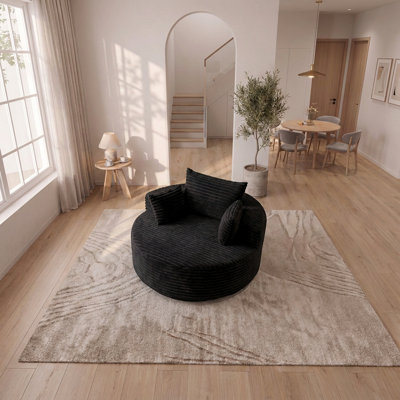 Chaise pivotante moderne de 55 pouces avec dossier coussiné, rotation à 360 degrés