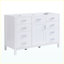 Meuble-lavabo autoportant de 118 cm (46,5 po) blanc seulement, porte simple à fermeture amortie et 6 tiroirs, séparateurs amovibles, grand espace de rangement